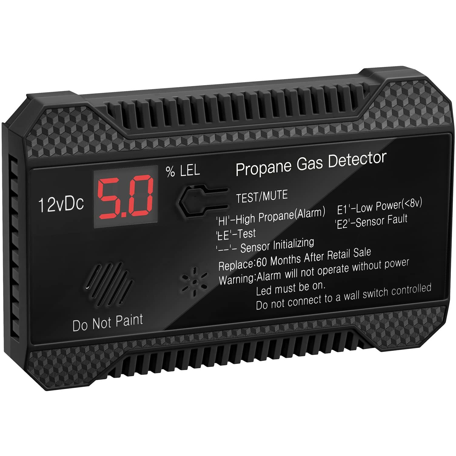 Funomo Rv Propane Gas Detector  85Db Loud Alarm Dc 12V  Mini Compact Design Rv Propane Alarm For Trailer  Camper  Motorhome  Motorcoach (Black)