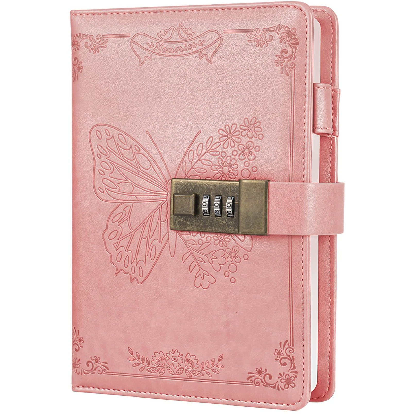 Billtigif Diary With Lock  Journal For Women Girls  Vintage Lock Journal Refillable Personal Locking Notebook Secret Journal With Combination Lock  5.3'' X 7.8'' (Pink)