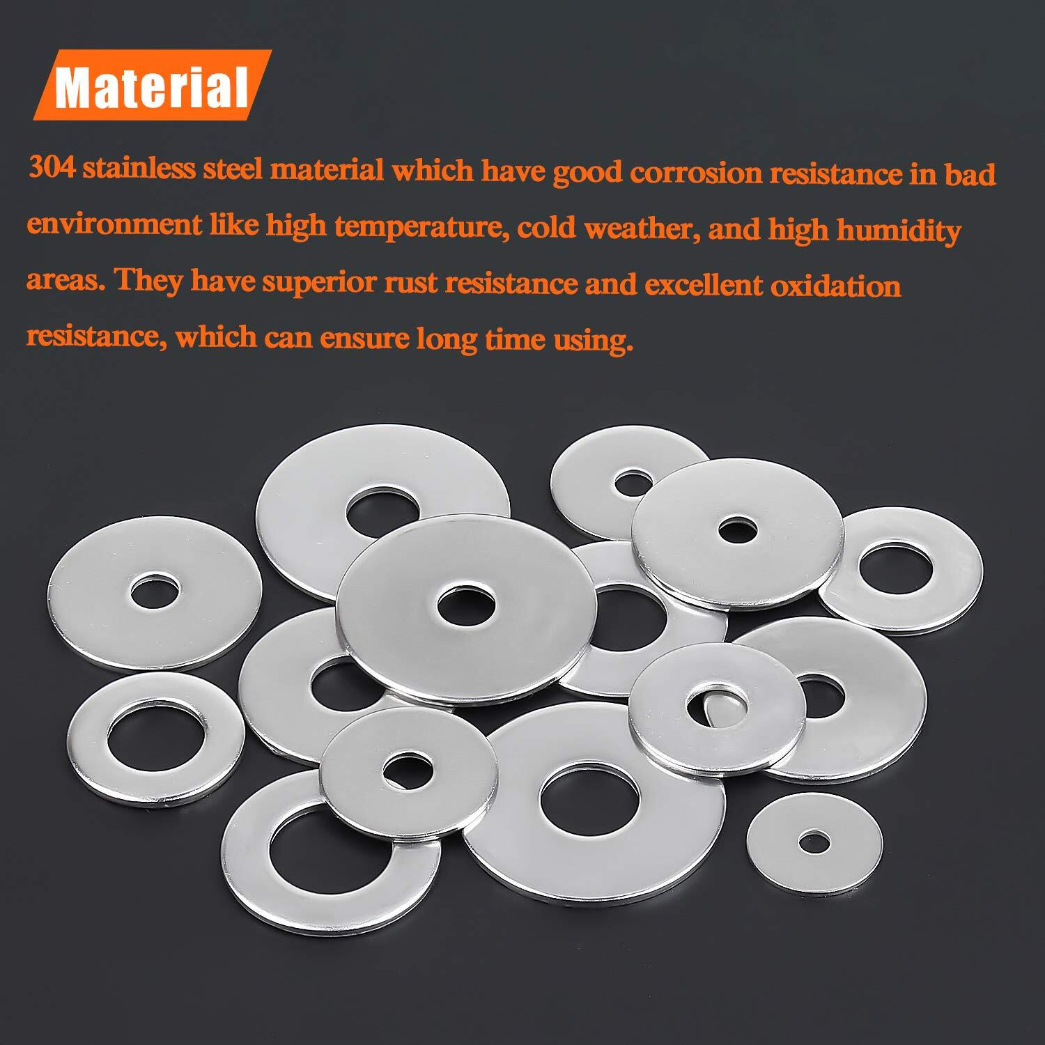 Helifouner 50 Pieces M12X24X1.5Mm Fender Washers  304 Stainless Steel Large Fender Washers  Inner Diameter 12Mm  Outer Diameter 24Mm  Thickness 1.5Mm