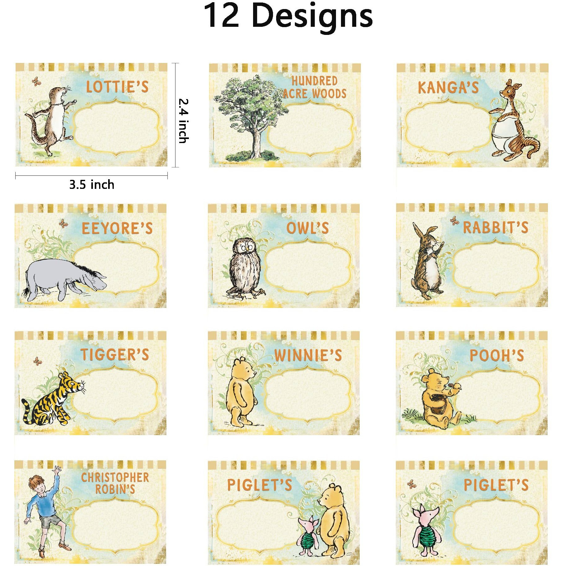 Classic Winnie Food Labels Food Signs 12 Pcs The Pooh Food Decor For Baby Shower Perfect Pooh Bear Birthday Party Favors Centerpieces For Tables
