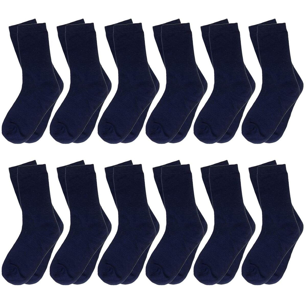 Falari 12-Pack Boy Toddler Kids Cotton Crew Socks 2-4 Navy