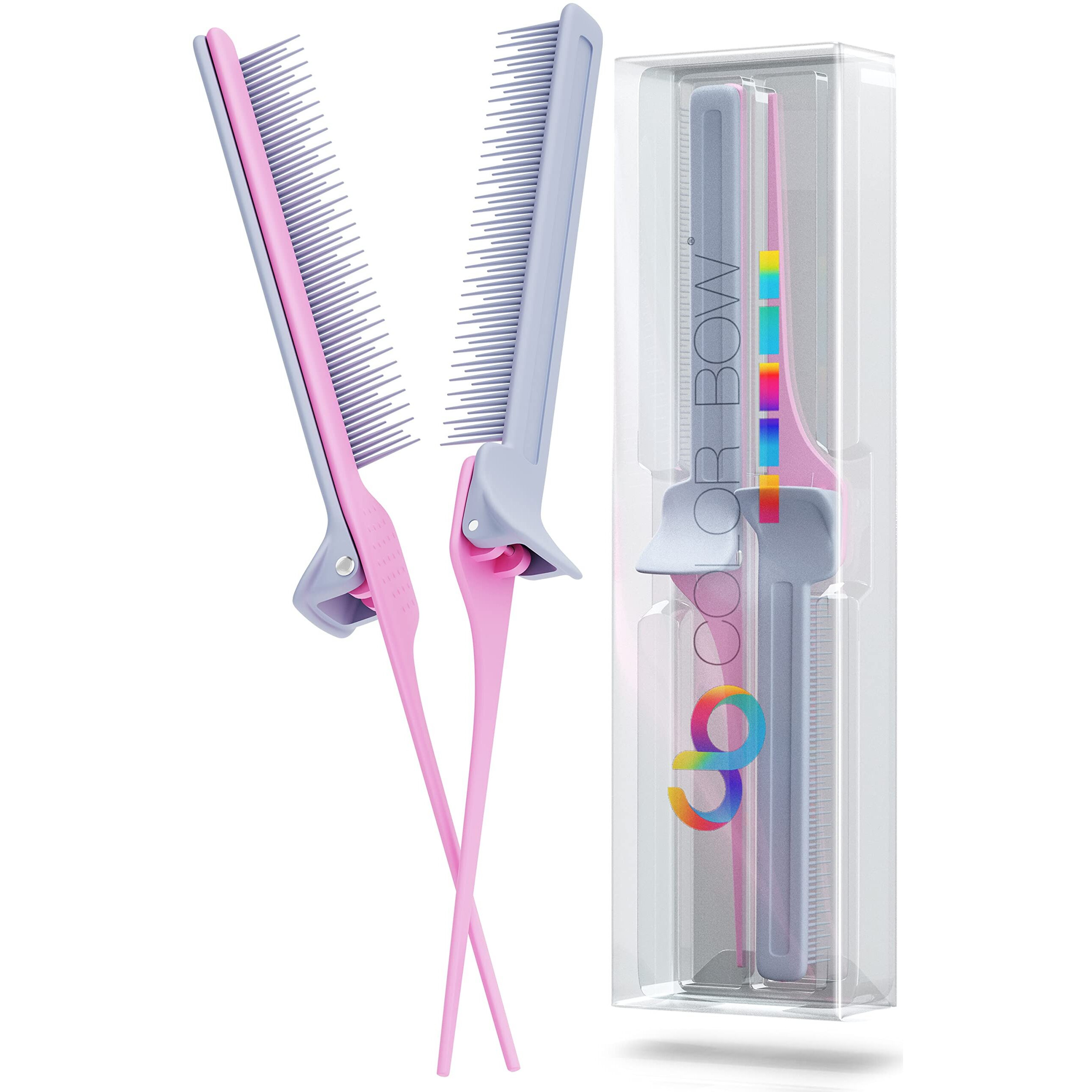 Colorbow Rat Tail Combs For Hair Stylist (2 Pack) Teasing Comb  Hair Straightener Comb  Flat Iron Comb  Straightening Comb  Hair Coloring Styling Tools For Highlights Balayage Ombr