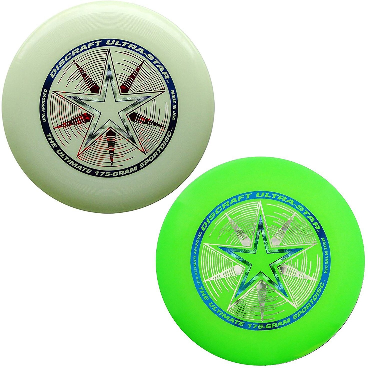 Discraft 175 Gram Ultra Star Sport Disc - 2 Pack (Green & Glow)