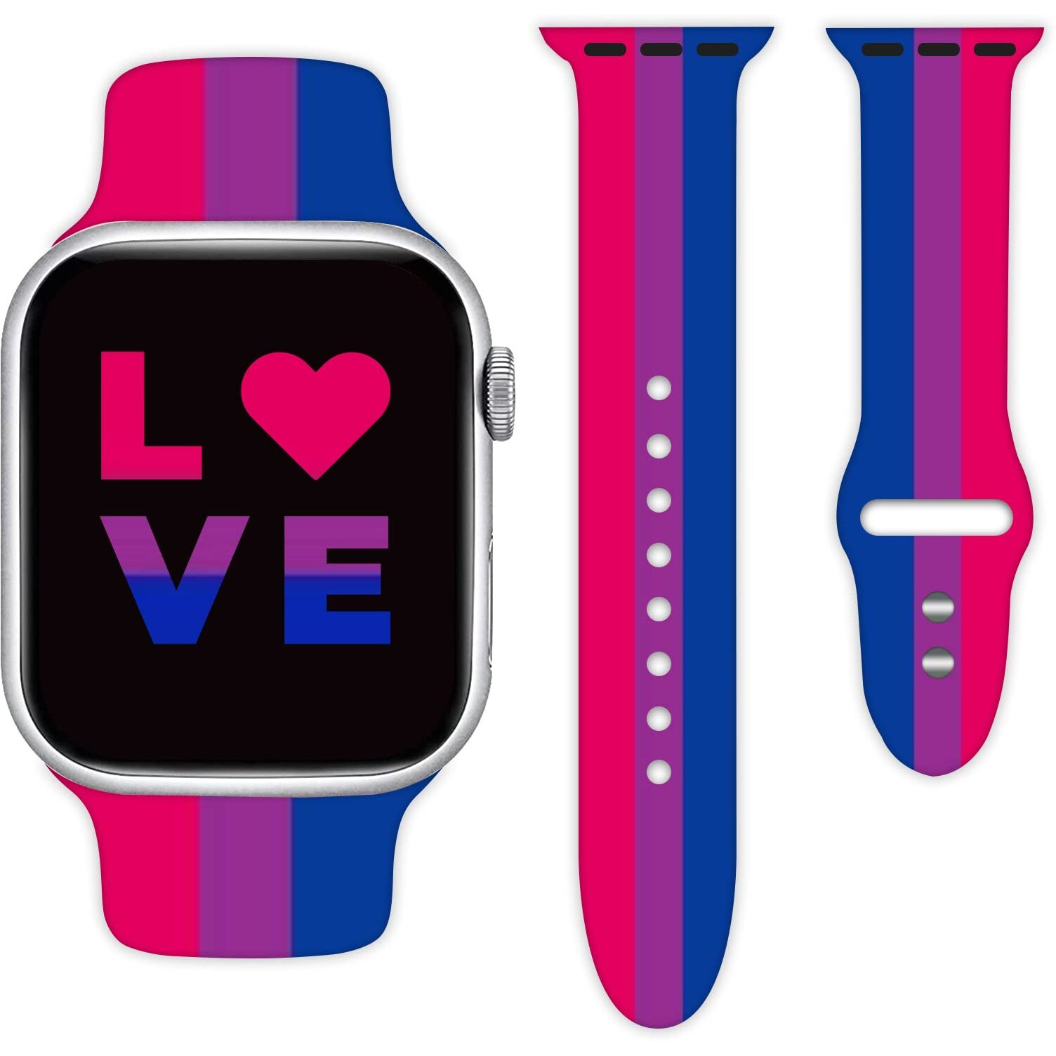 Bisexual Pride Flag Watch Band Compatible With Apple Watch 38Mm 40Mm 41Mm 42Mm 44Mm 45Mm For Women Men Gifts Sport Silicone Wristbands Strap For Iwatch Series 7 6 5 4 3 2 1(42Mm/44Mm)