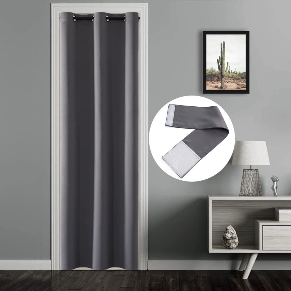 Shineland Closet Curtains For Bedroom Closet Door Doorway Curtain Privacy Small Width Curtain For Front Door/Narrow Window 34 Inch Wide 80 Inch Length Dark Charcoal Gray/Grey