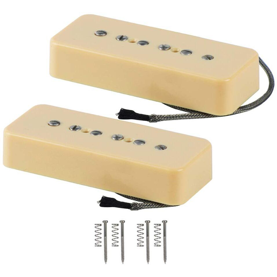Fleor Alnico 5 Single Coil Pickup Soap Bar Pickups Cream P90 Neck & Bridge Pickup Set