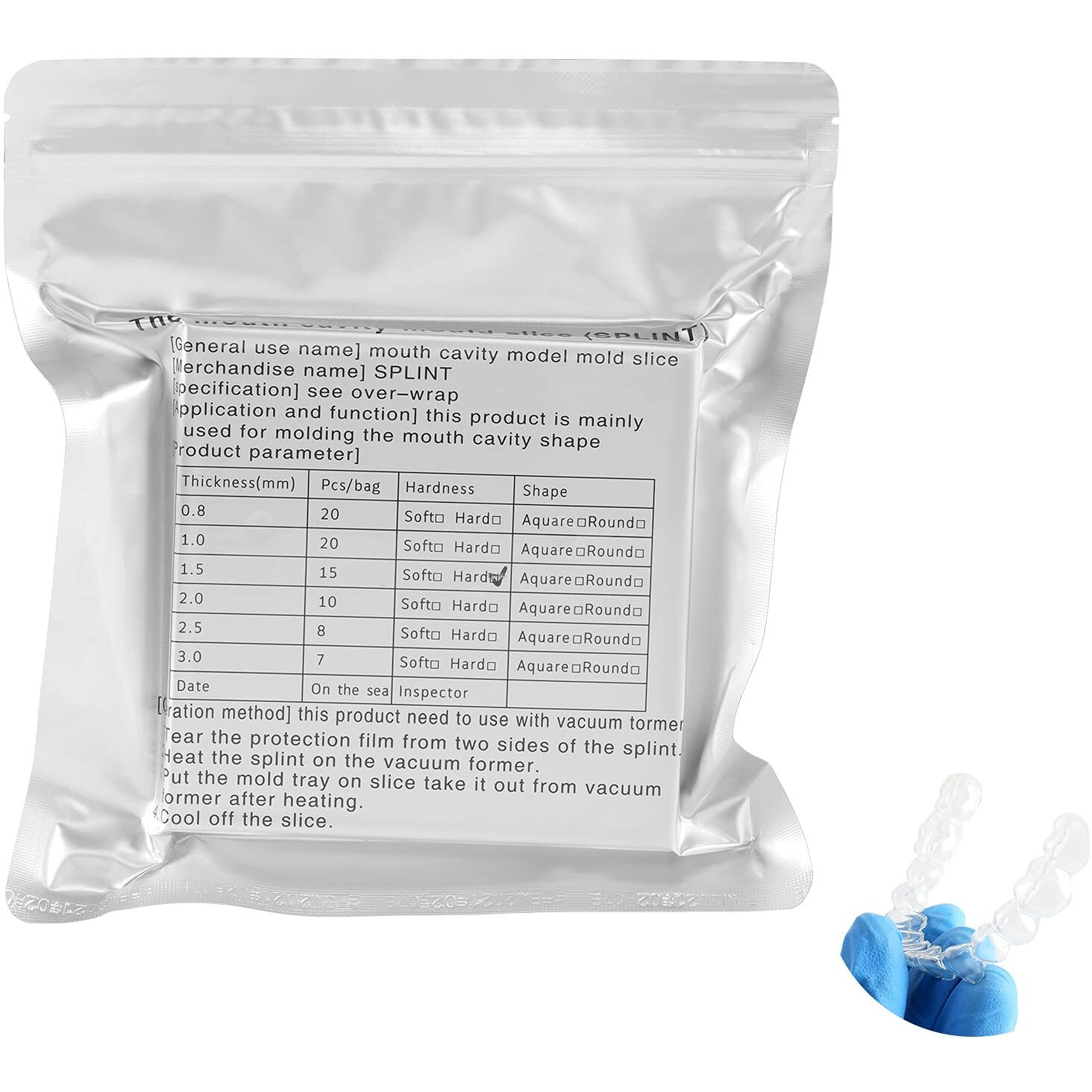 15Sheets 1.5Mm Dental Hard Splint  Thermoforming Materials For Vacuum Forming Machine 5'' X 5''