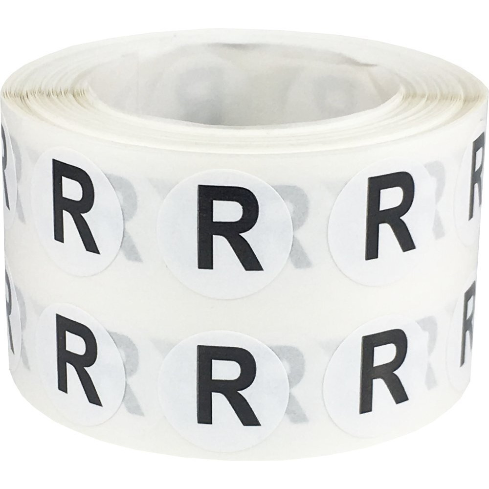 Letter R Inventory Labels .5 Inch Round Circle Dots 1 000 Adhesive Stickers