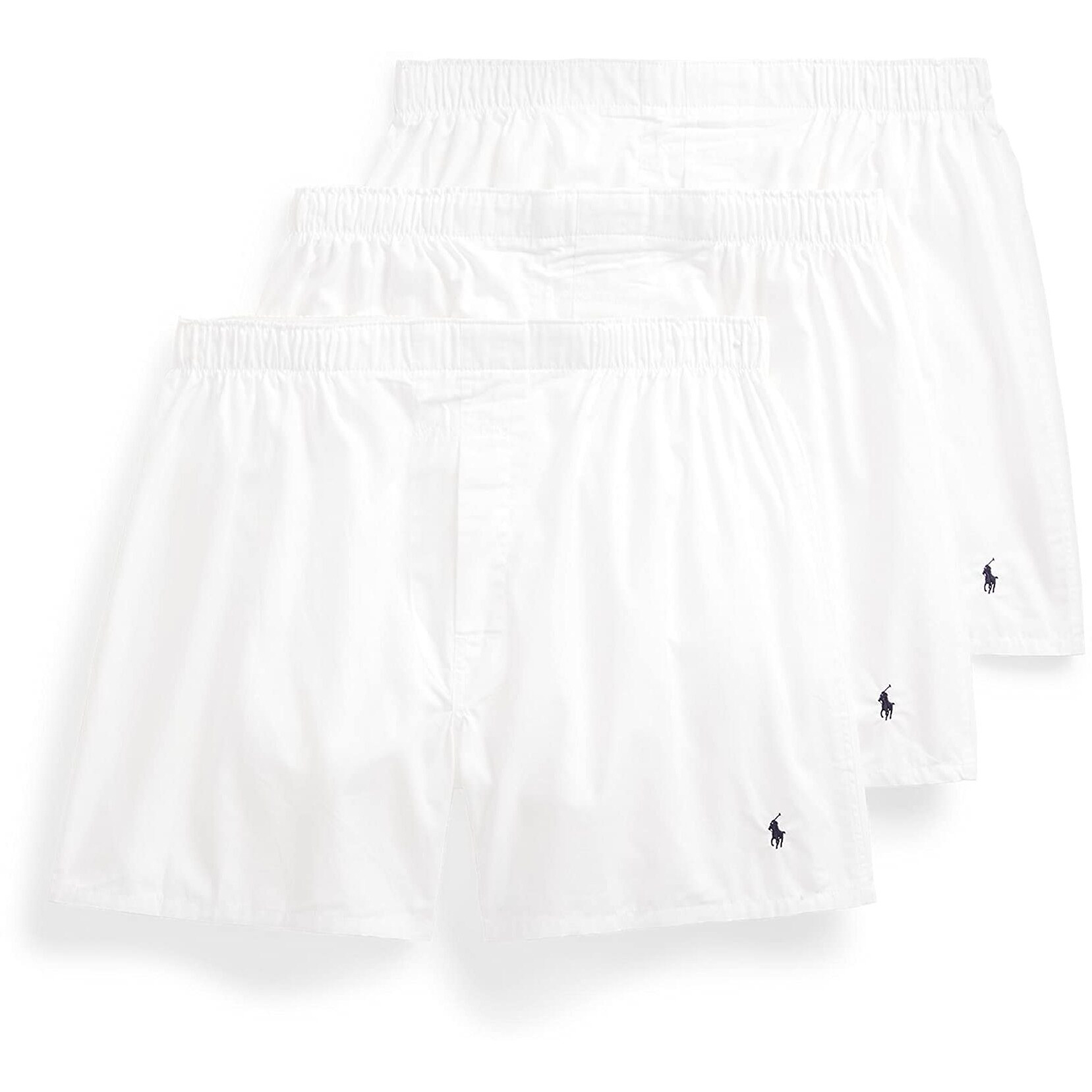 Polo Ralph Lauren Men's Classic Fit Woven Cotton Boxers  White/Cruise Navy  Medium
