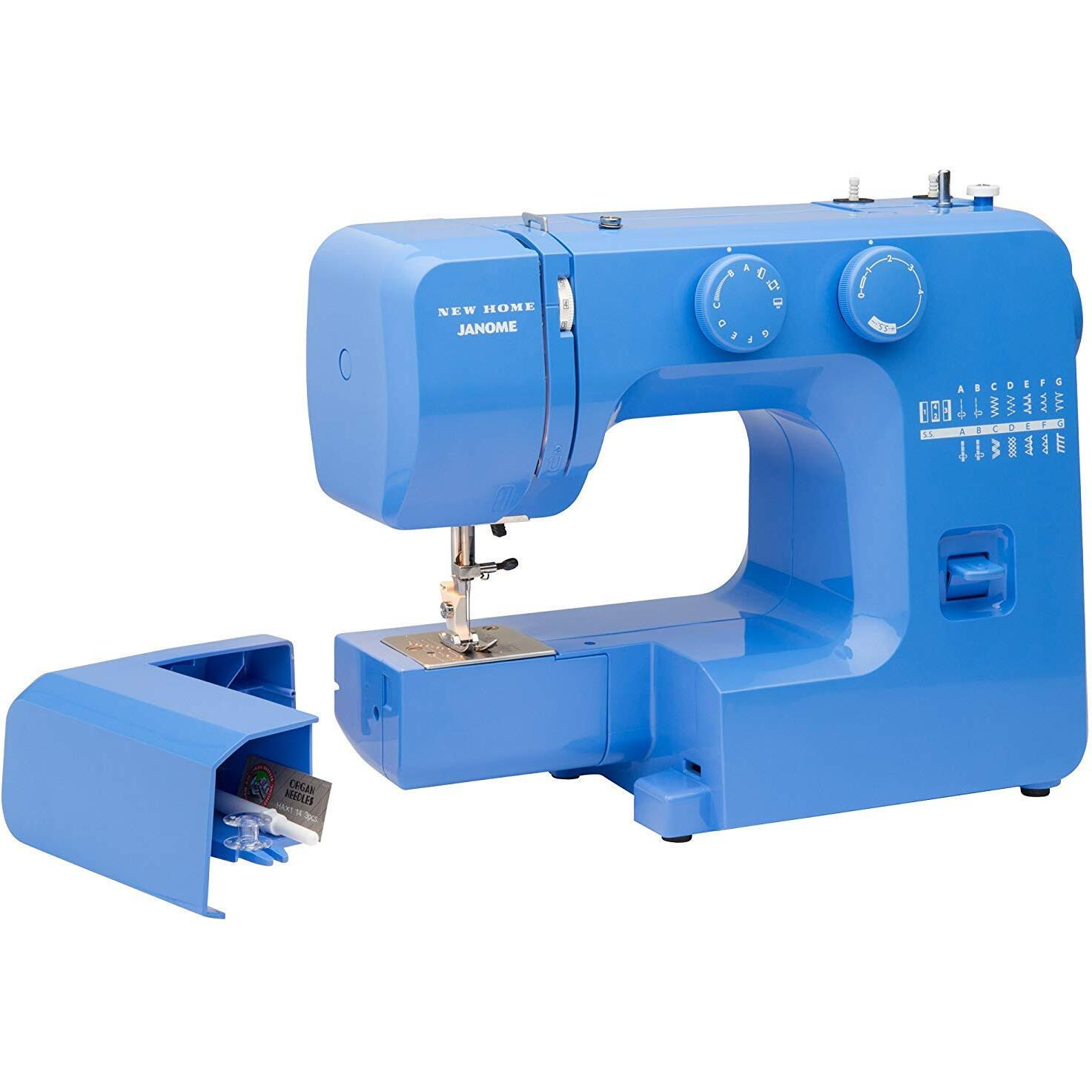 Janome Blue Couture Easy-To-Use Sewing Machine With Interior Metal Frame  Bobbin Diagram  Tutorial Videos  Made With Beginners In Mind