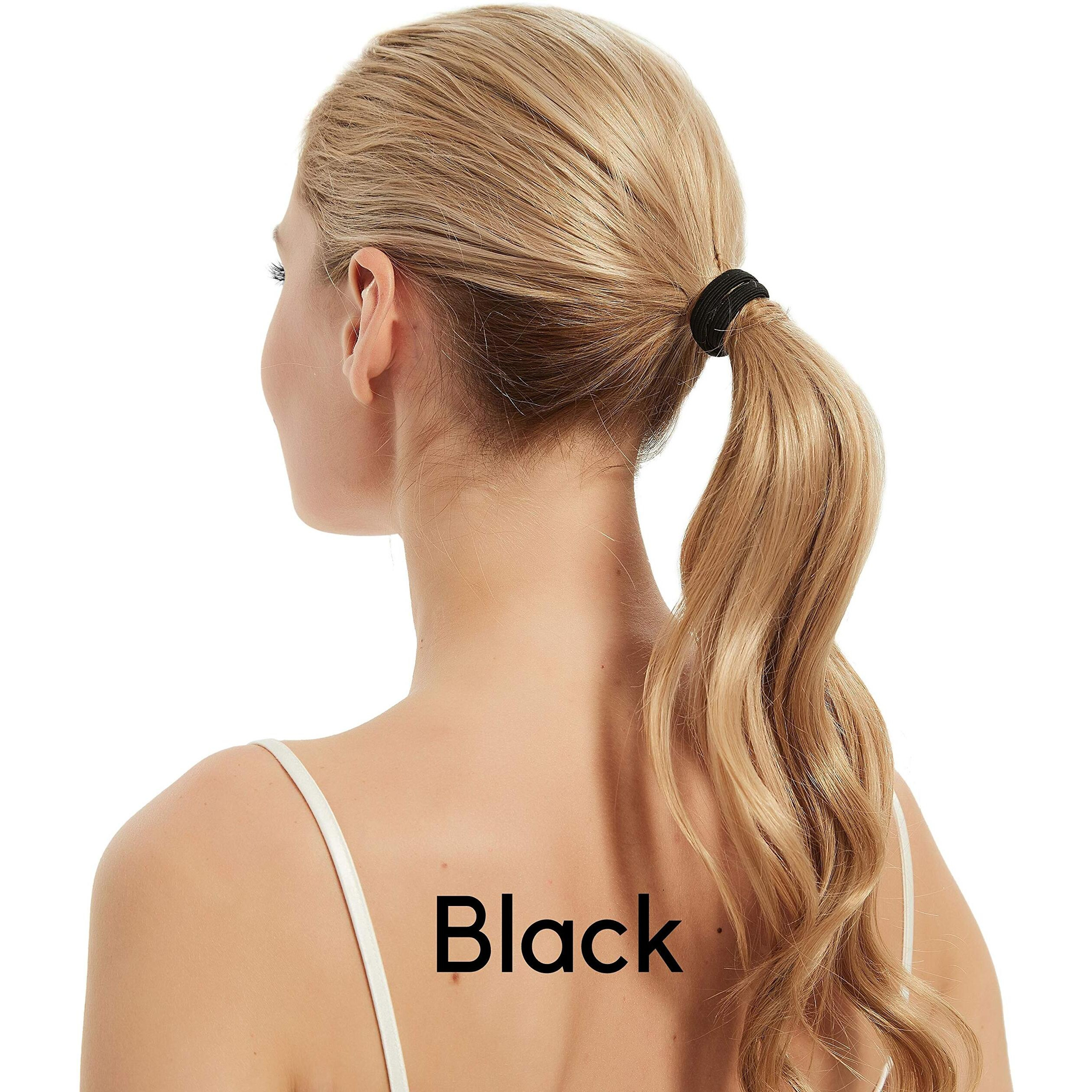 Hby Women's Hair Ties For Thick Or Curly Hair. No Slip Seamless Ponytail Holders Sports Thick Hair Ties  Black  8Mm  12 Pcs