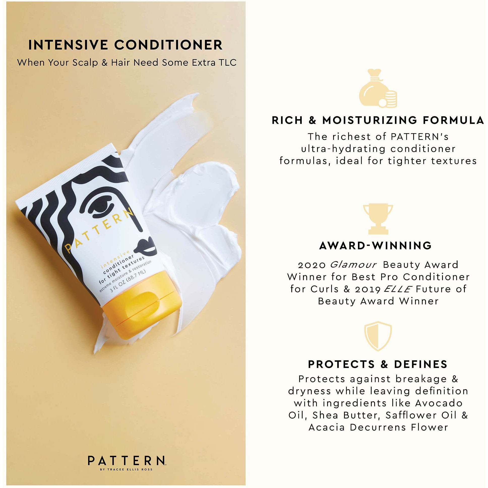 Pattern Beauty Intensive Conditioner For Tight Textures Extreme Moisture And Restoration Curl Conditioner For Curly & Coily Hair Shea Butter  Avocado Oil & Vitamin E