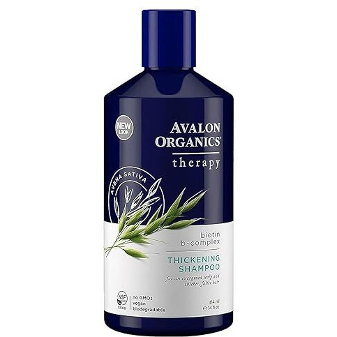 Avalon Organics Biotin Shampoo - Therapy B-Complex Thickening Shampoo For An Energized Scalp & Fuller  Thicker-Looking Hair  14 Fl Oz