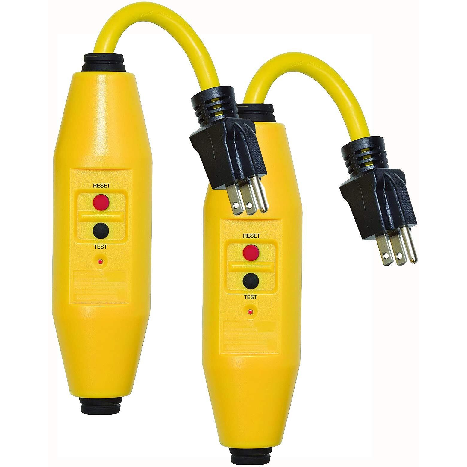 Tower Manufacturing 30438023 Heavy Duty Commercial Grade 15 Amp Auto-Reset Inline User AttachableFci Plug  Yellow - [2 Pack]