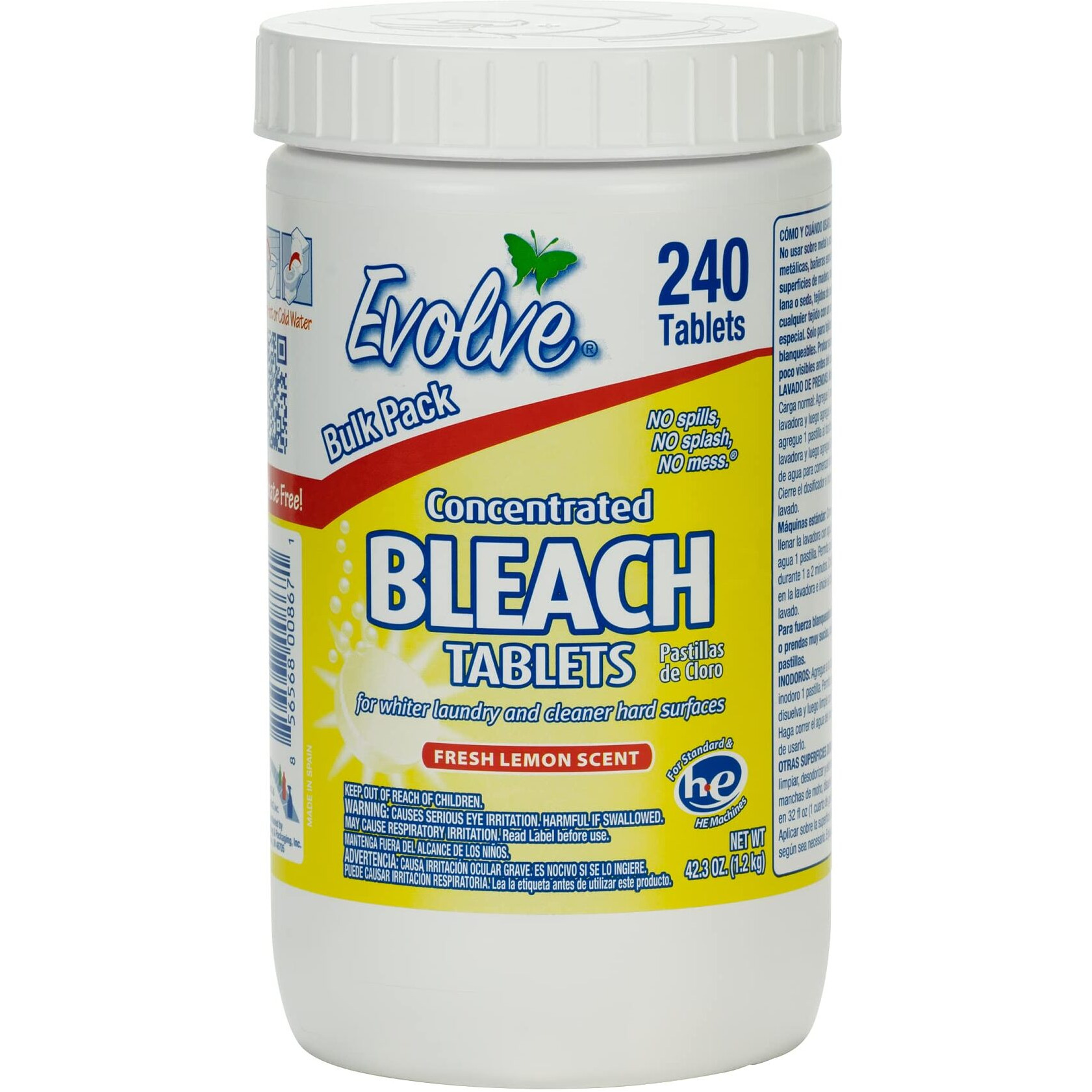Evolve Concentrated Bleach Tablet Bulk Size 240 Tablets 1 Pack Fresh Lemon