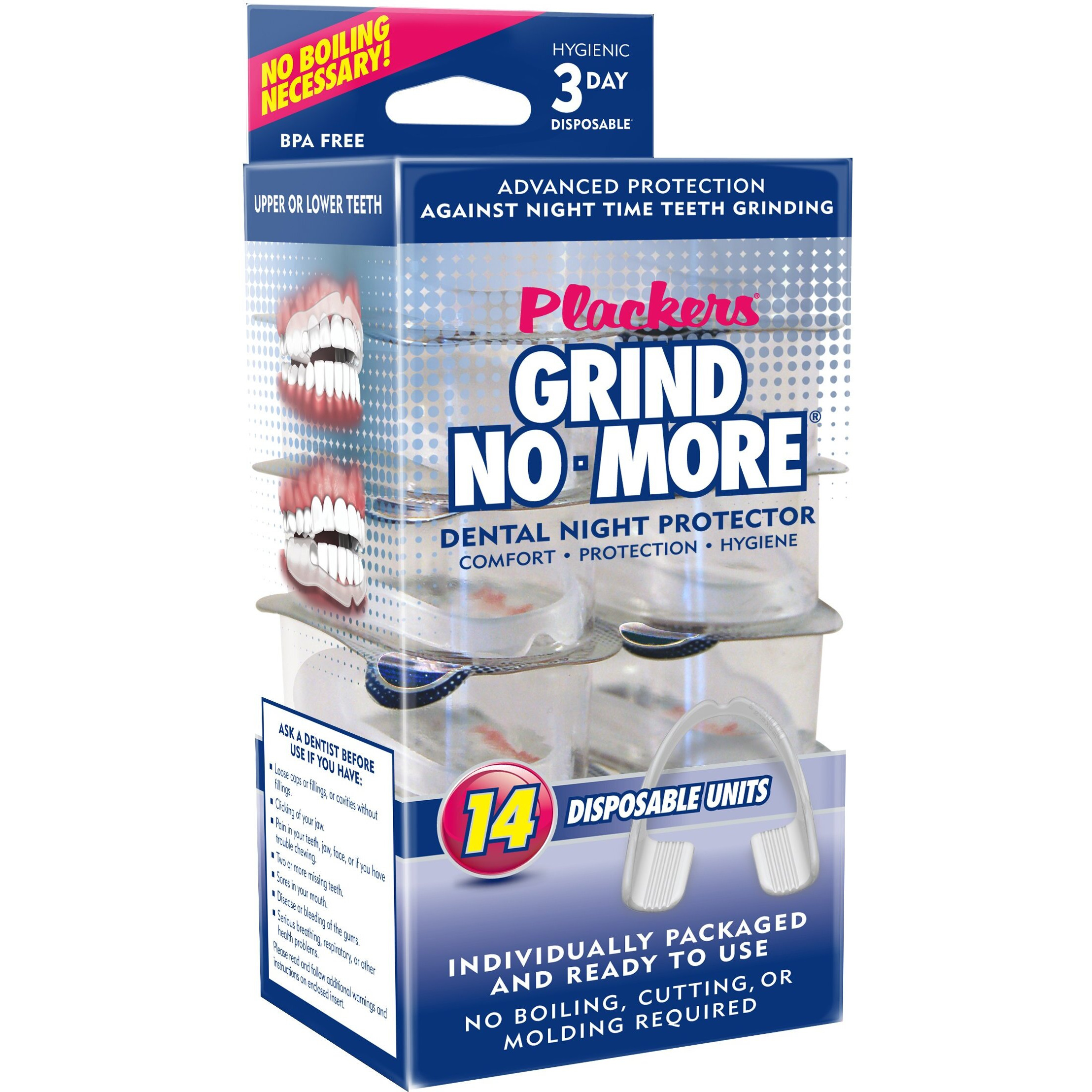 Plackers Grind No More Dental Night Guard For Teeth Grinding  14 Count