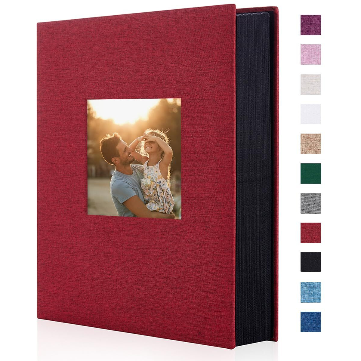 Artmag Fabric Photo Album 4X6 300 Large Capacity For Family Wedding Anniversary Linen Album Holds 300 Horizontal Photos (300 Pockets  Red)