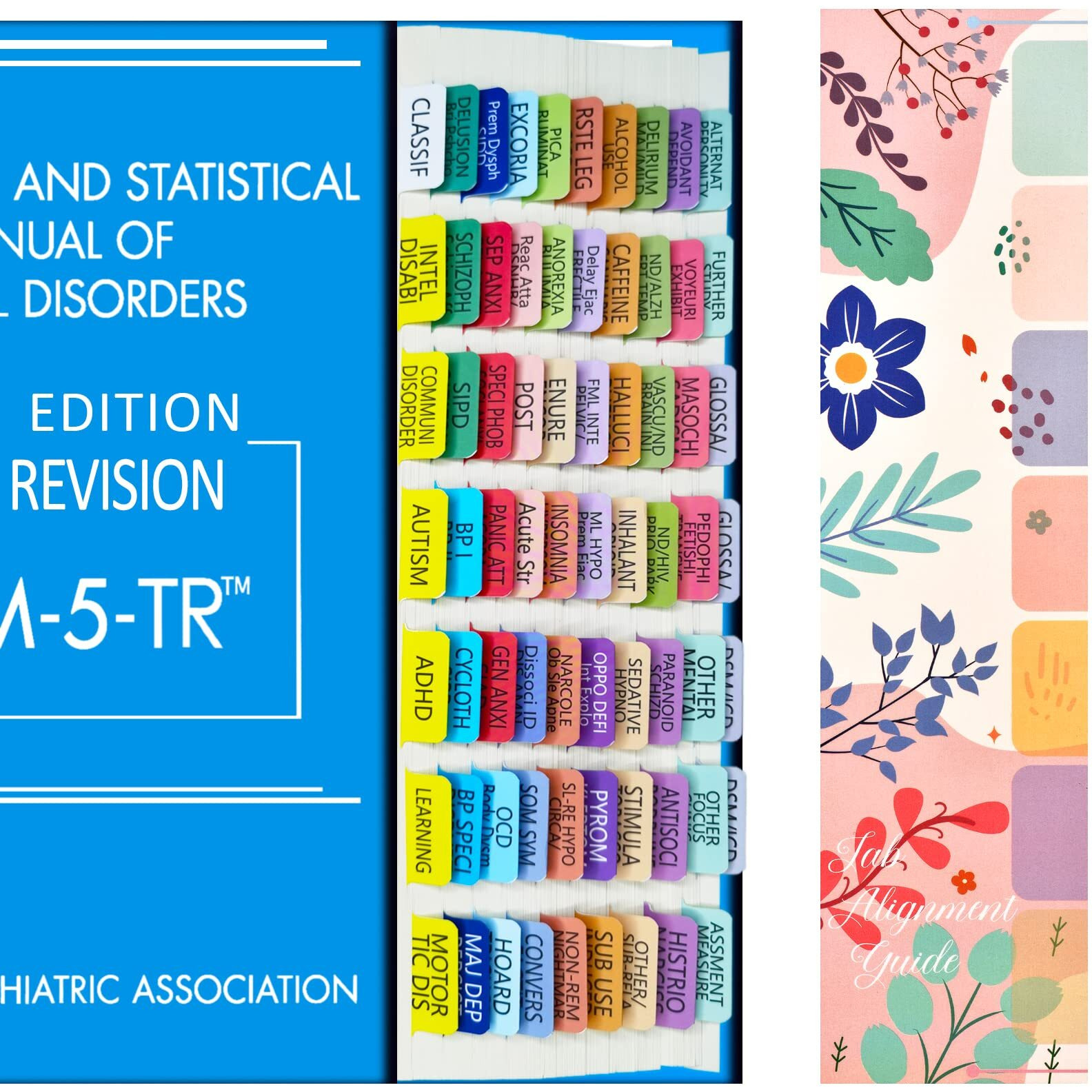 Index Tabs For Dsm-5-Tr  Dsm-5  Works For The Latest Dsm-V-Tr 2022 Version  18 Blank Tabs Included  Color-Coded And Laminated  With Alignment Guide-Solid Colors