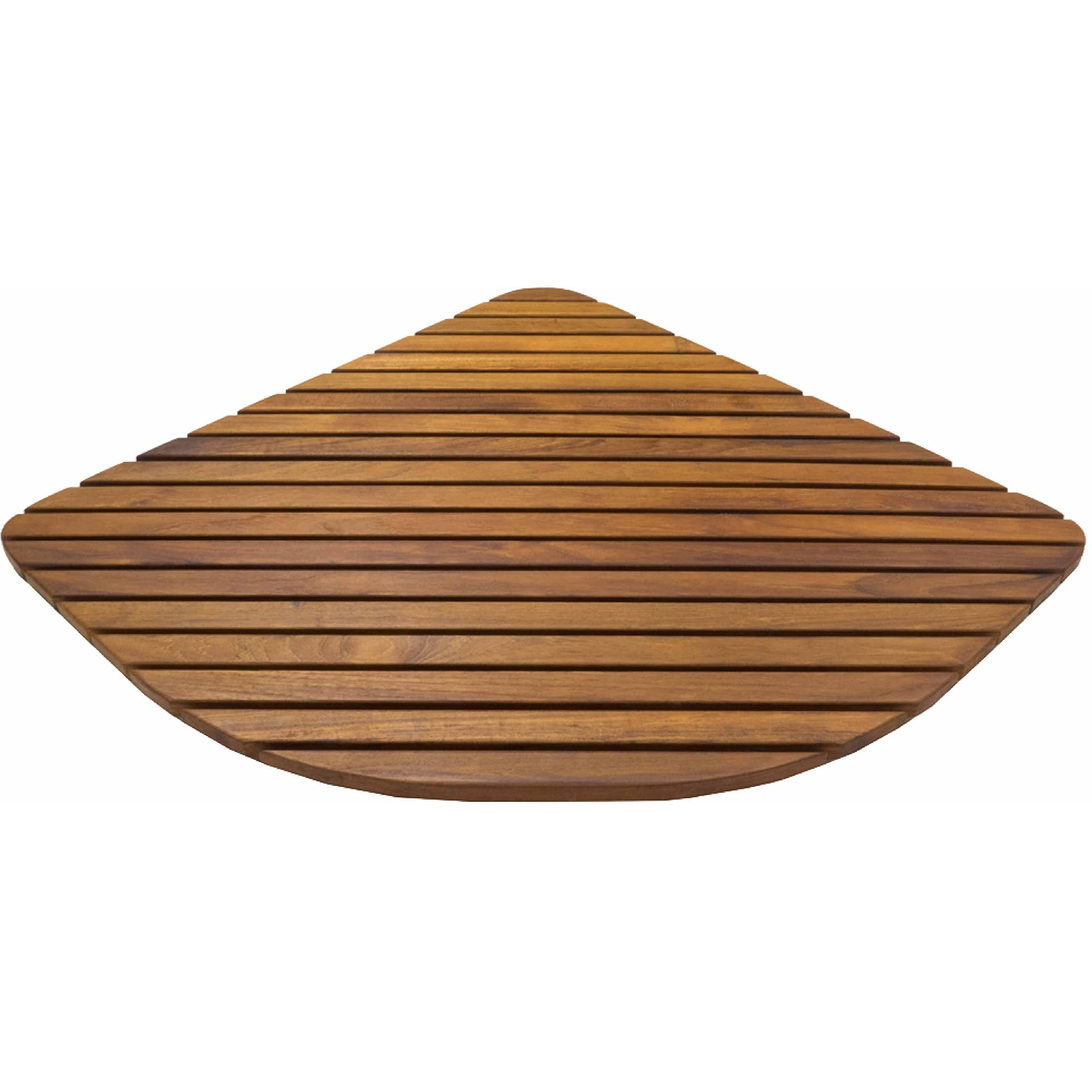 Seateak Triangular Wooden Teak Shower Mat  Waterproof Mat  Indoor Bath Mat  Outdoor Shower Platform  24"" L X 24"" W X 1.5"" H