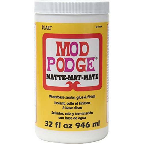 Mod Podge Matte Sealer  Glue & Finish All-In-One Craft Solution- Quick Dry  Easy Clean  For Wood  Paper  Fabric & More. Non-Toxic - Craft With Confidence  Made In Usa  32 Oz.  Pack Of 1