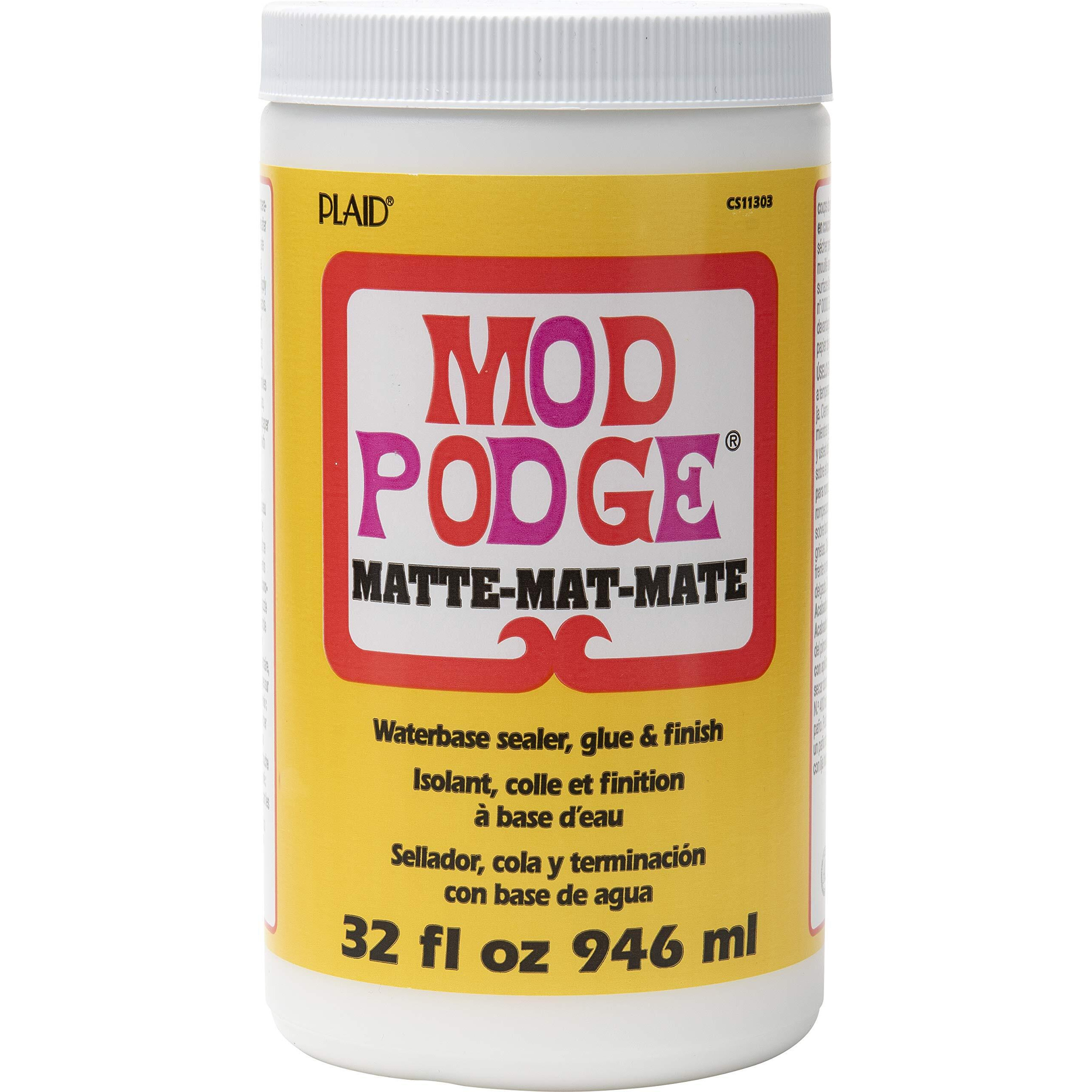 Mod Podge Matte Sealer  Glue & Finish All-In-One Craft Solution- Quick Dry  Easy Clean  For Wood  Paper  Fabric & More. Non-Toxic - Craft With Confidence  Made In Usa  32 Oz.  Pack Of 1