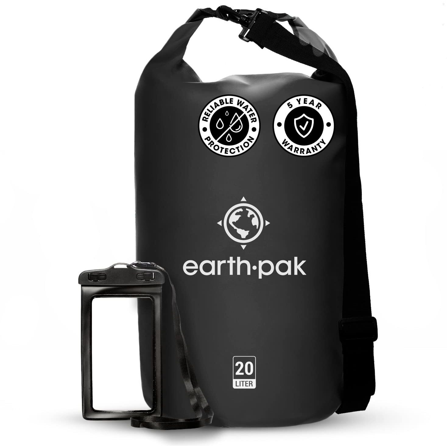 Earth Pak -Waterproof Dry Bag - Roll Top Dry Compression Sack Keeps Gear Dry For Kayaking  Beach  Rafting  Boating  Hiking  Camping And Fishing With Waterproof Phone Case