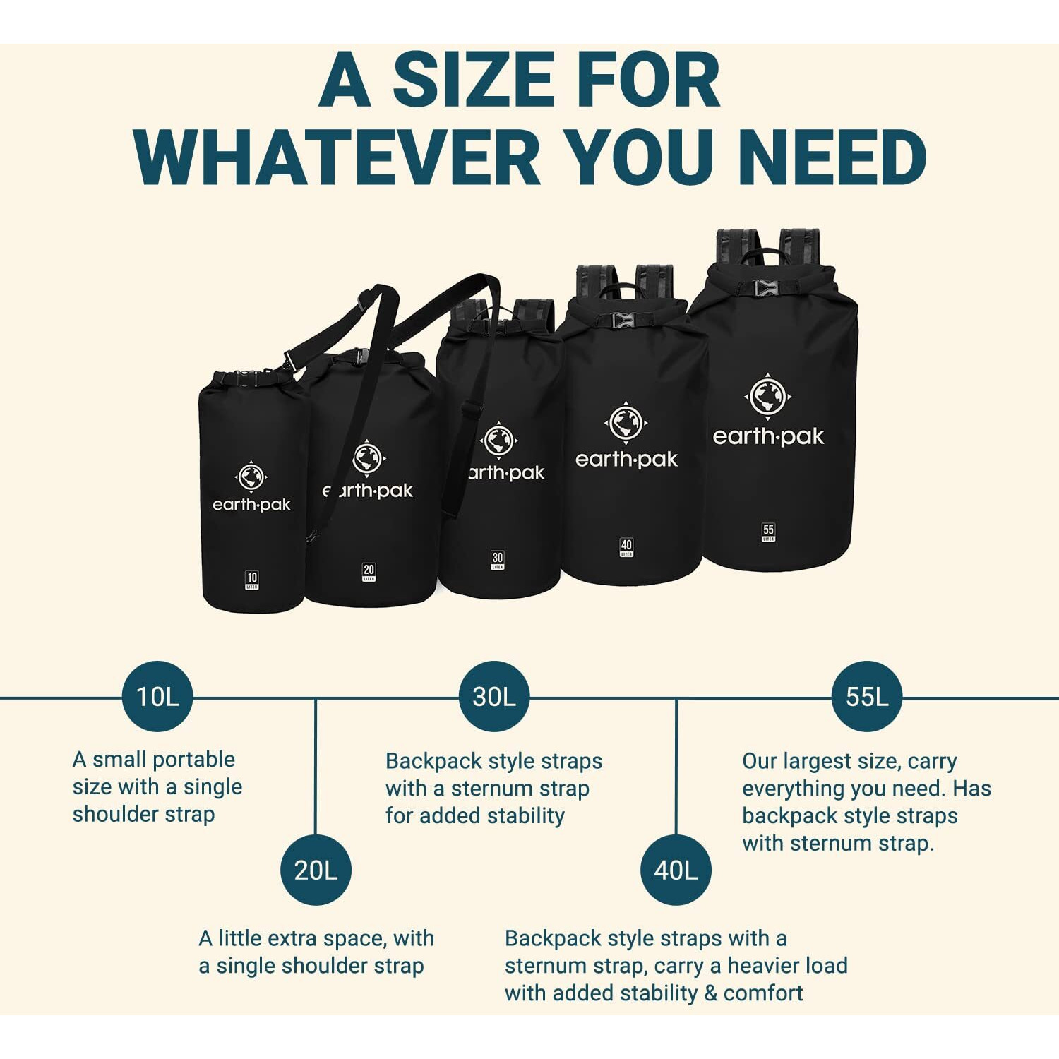 Earth Pak -Waterproof Dry Bag - Roll Top Dry Compression Sack Keeps Gear Dry For Kayaking  Beach  Rafting  Boating  Hiking  Camping And Fishing With Waterproof Phone Case