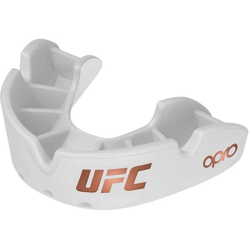 Opro Bronze Level Adult And Junior Sports Mouthguard With Case And Fitting Device  Kids Gum Shield For Ufc  Mma  Boxing  Bjj And Other Combat Sports (Ufc White  Youth)