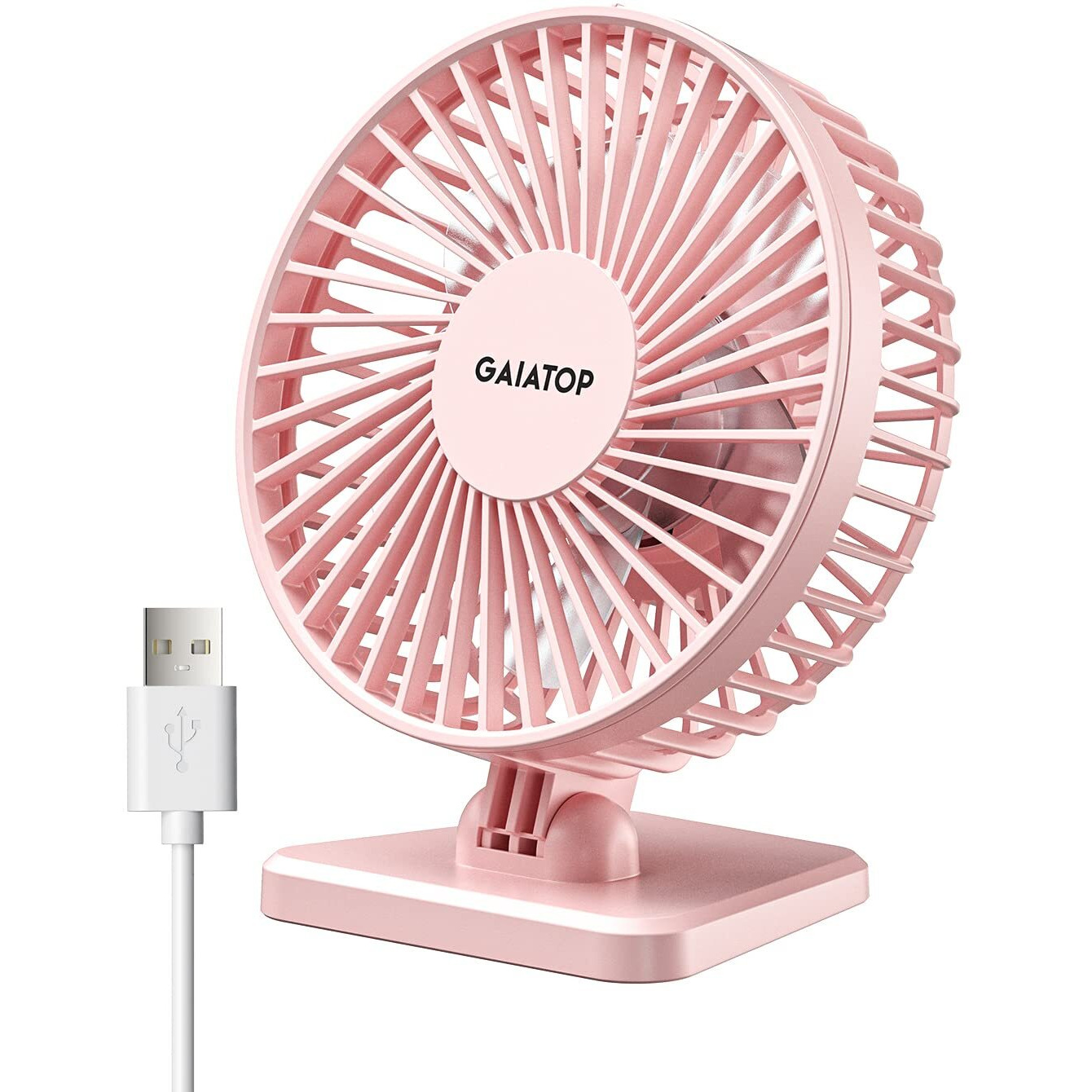 Gaiatop Usb Desk Fan  Small But Powerful  Portable Quiet 3 Speeds Wind Desktop Personal Fan  Adjustment Mini Fan Table Fan For Better Cooling  Home Office Car Indoor Outdoor(Pink)