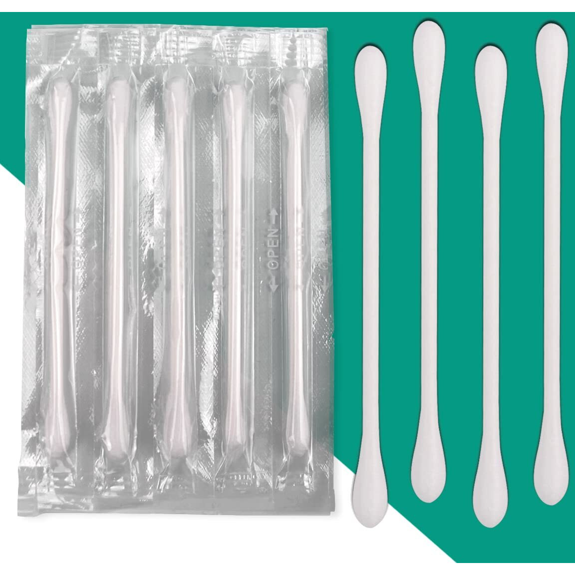 200 Pack Cotton Swabs  Individually Wrapped Cotton Swab  Individually Wrapped Double Tipped Paper Sticks For Ear  Make-Up(Double Round End)