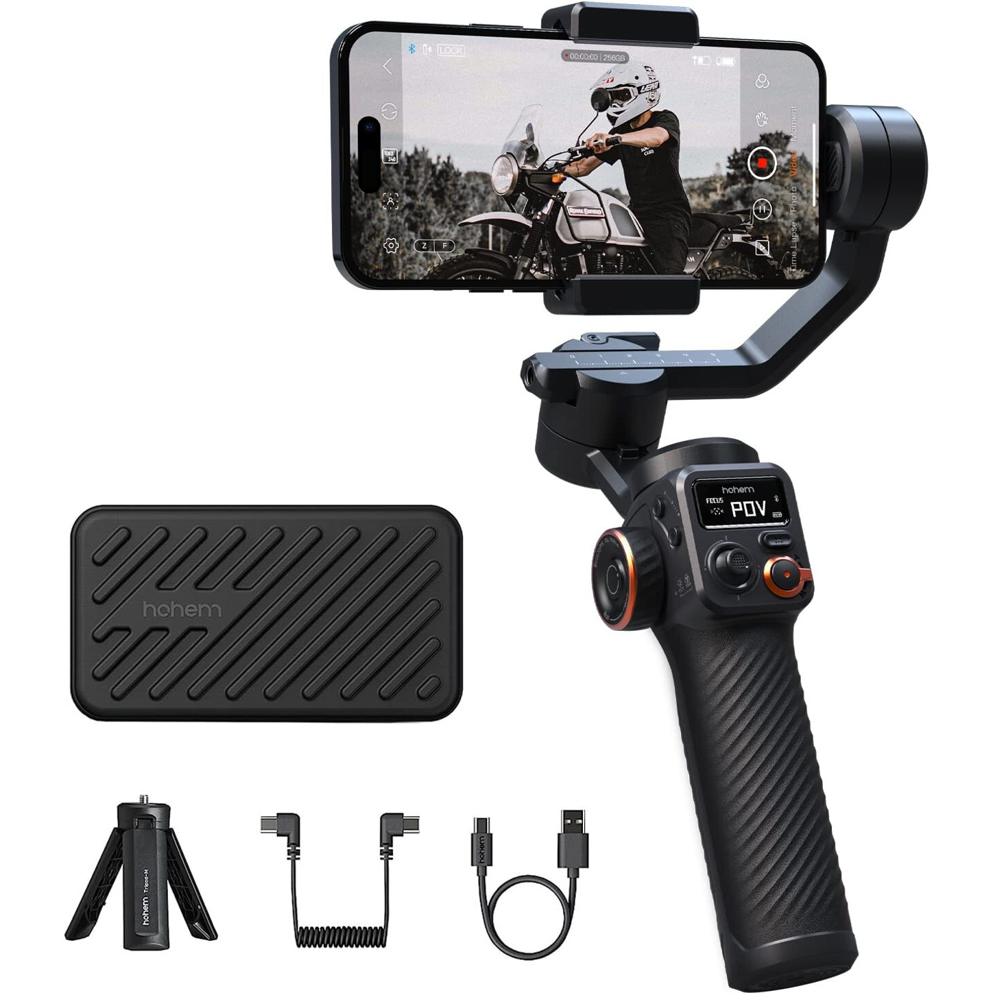 Hohem Isteady M6 Gimbal Stabilizer For Smartphone  3-Axis Cell Phone Gimbal Built-In Oled Display 400G Payload Reverse Charging Android And Iphone Gimbal With Inception Motion Timelapse
