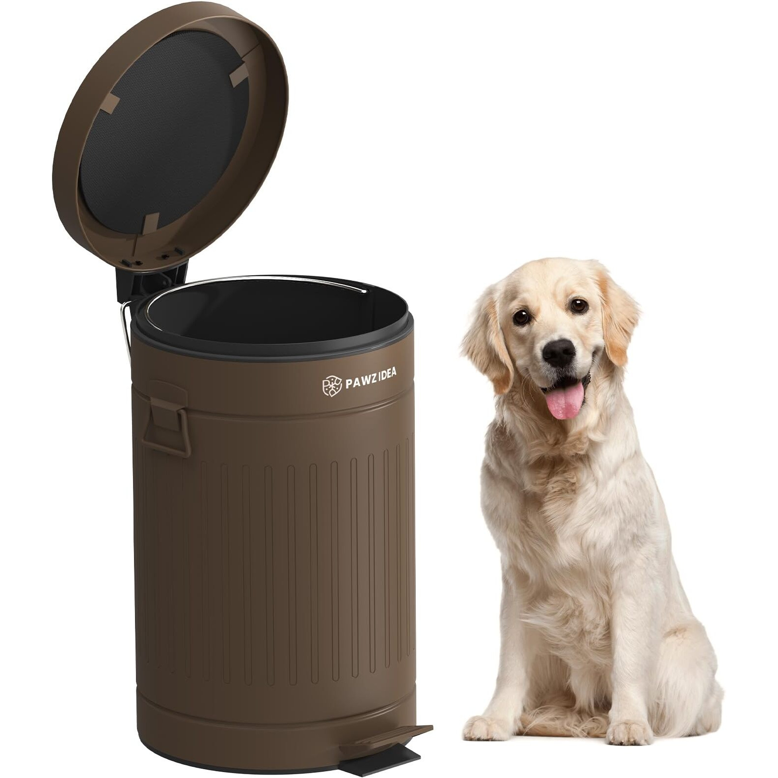 Pawzidea Dog Poop Trash Can For Outdoors  3.1 Gallon Outdoor Trash Can With Lid  Odor Free Dog Waste Station  Cat/Pet Waste Container Step Trash Can For Patio  7.8In Activated Carbon Filter  12-Liter