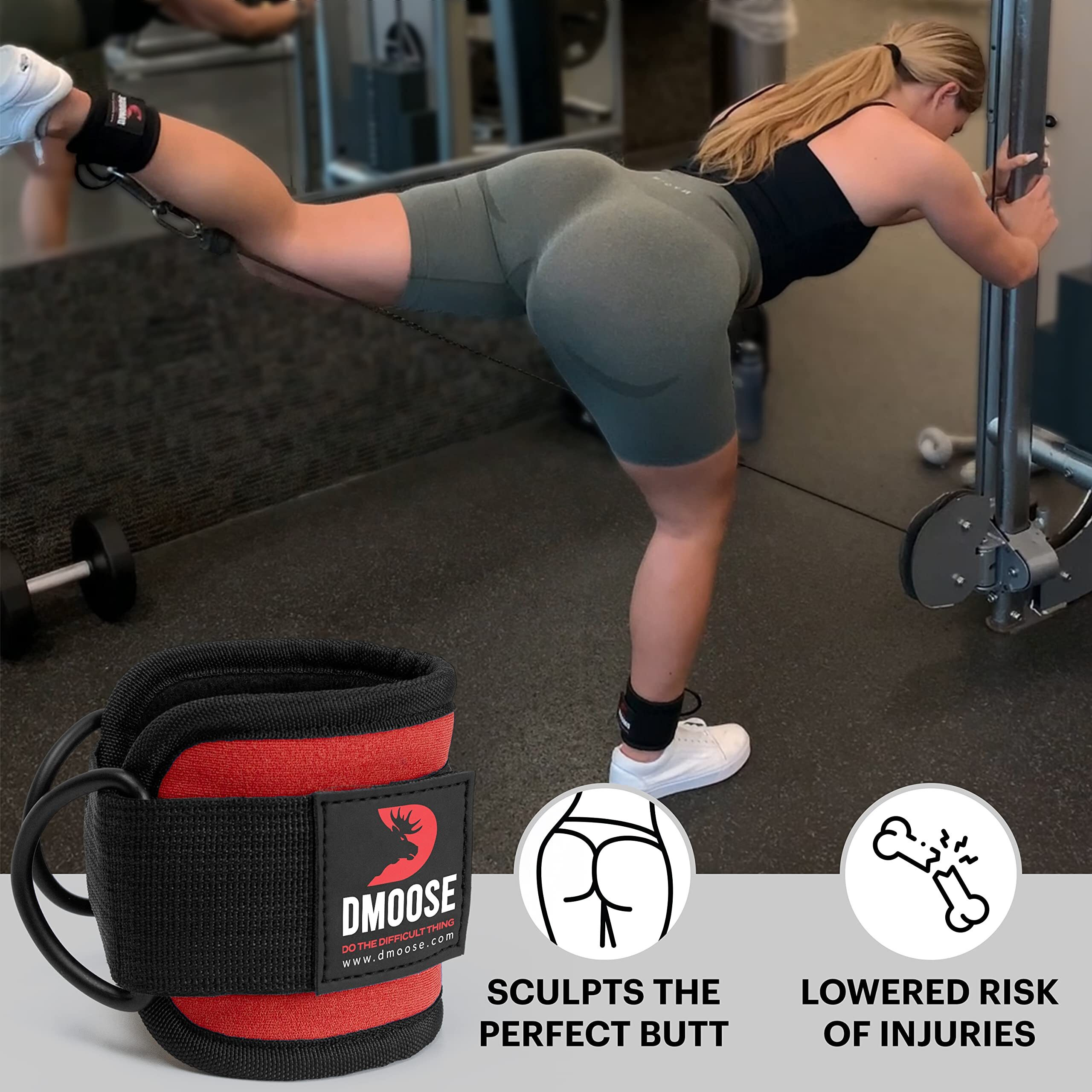Dmoose Ankle Strap For Cable Machine Attachments - Gym Ankle Cuff For Kickbacks  Glute Workouts  Leg Extensions  Curls  Booty Hip Abductors Exercise For Men Women