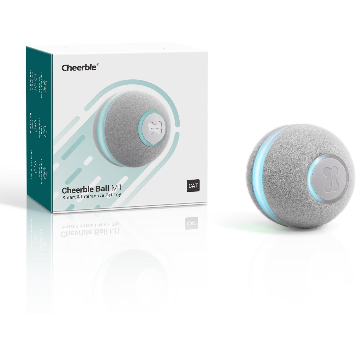 Cheerble Smart Interactive Cat Toy  Automatic Moving Bouncing Rolling Ball For Indoor Cat Kitten  Peppy Pet Ball With Lights And Bell  Grey