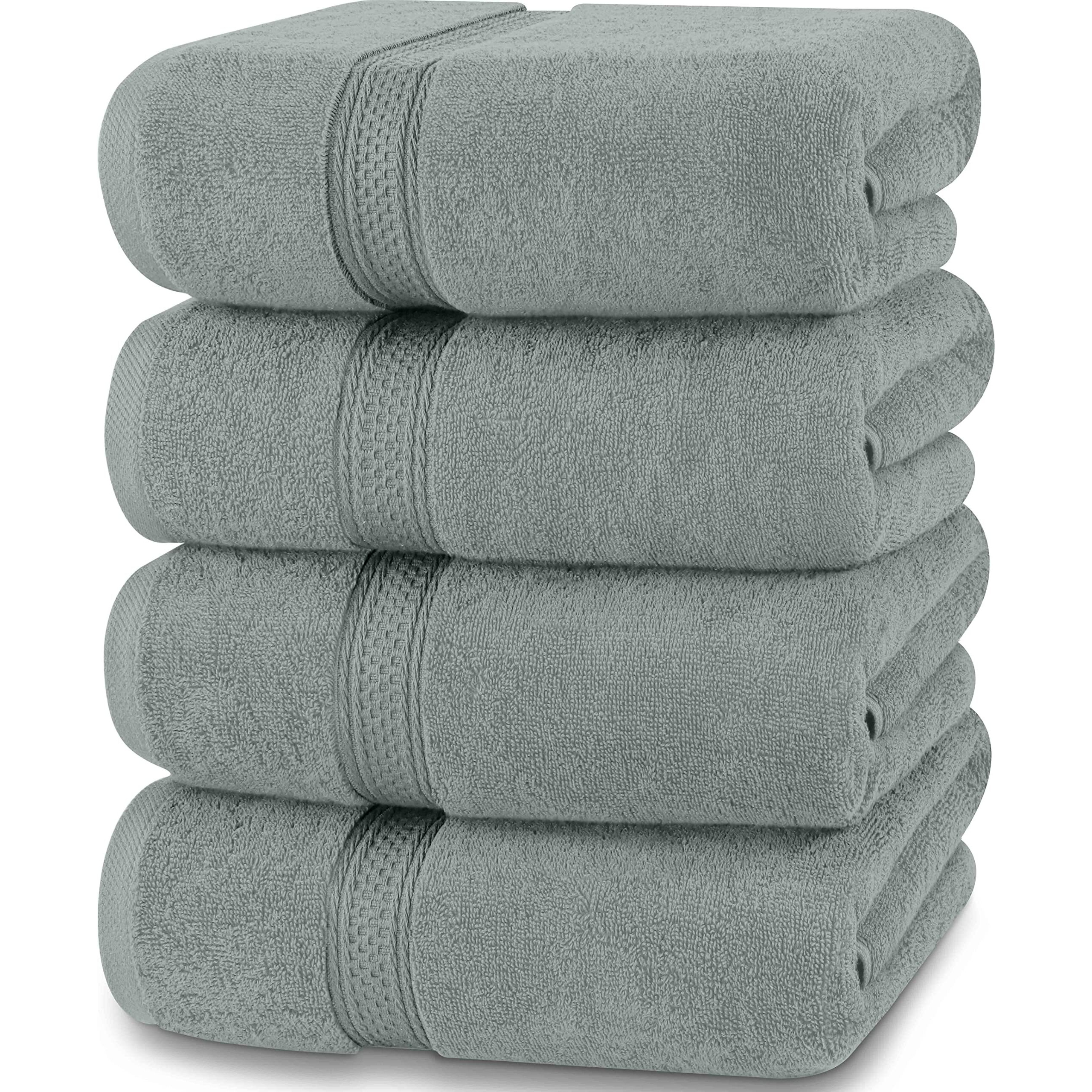 Utopia Towels 4 Pack Premium Bath Towels Set  (27 X 54 Inches) 100% Ring Spun Cotton 600Gsm  Lightweight And Highly Absorbent Quick Drying Towels  Perfect For Daily Use (Cool Grey)