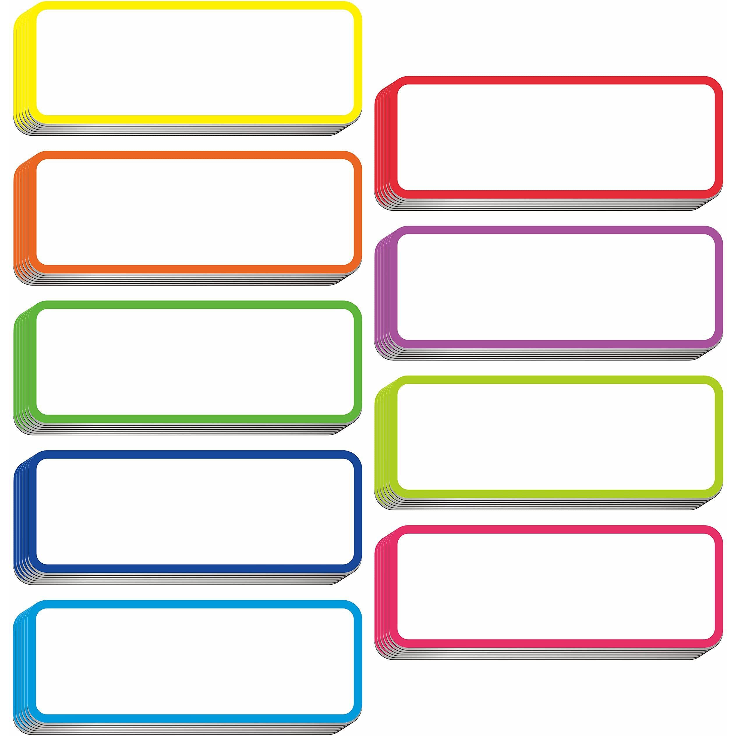 54 Pcs Magnetic Dry Erase Reusable Name Tag Label Plate Rainbow Neon Sticker In 9 Colors For Whiteboards Locker Fridge School Office Home (3.2"" X 1.2"" Each)