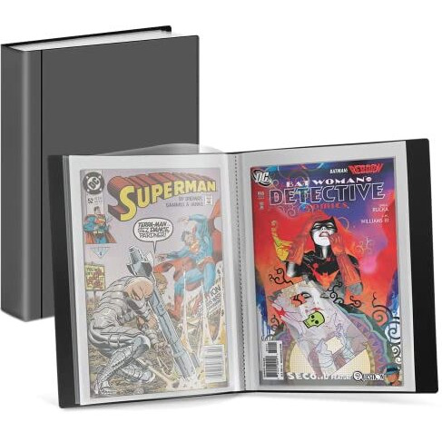 Dunwell Comic Book Storage Album - For Current  Silver Age  Regular Comics Bagged And Boarded  Binder With 6 Super Heavyweight Sleeves  Clear View Cover And Spine  Acid-Free  Gift For Comic Collectors