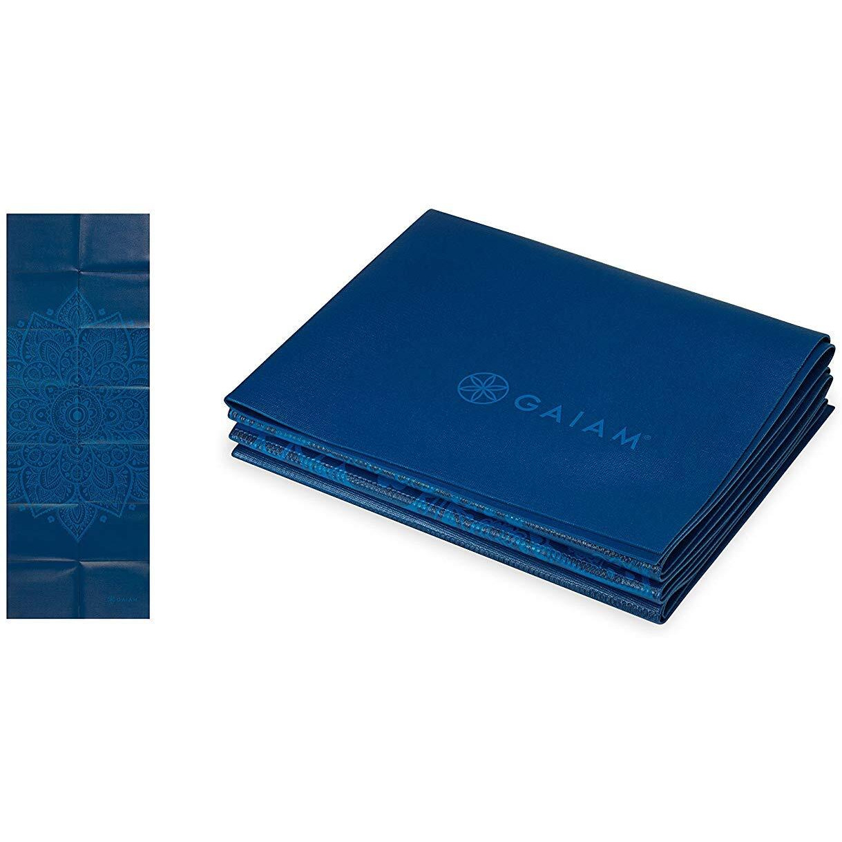Gaiam Yoga Mat Folding Travel Fitness & Exercise Mat | Foldable Yoga Mat For All Types Of Yoga  Pilates & Floor Workouts  Blue Sundial  2Mm