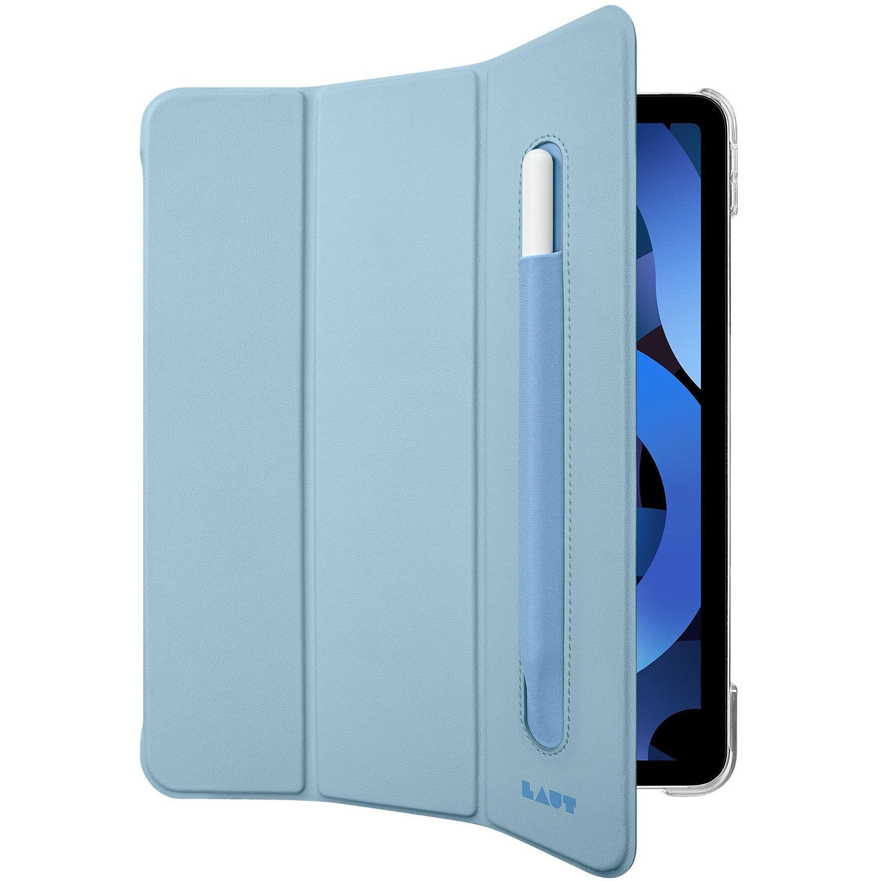 Laut - Huex Folio Case Compatible With Ipad Air 10.9-Inch (2020) | Built-In Apple Pencil Holder | Crystal Clear Hard Back Casing | Slim & Ultra-Lightweight  Sky Blue