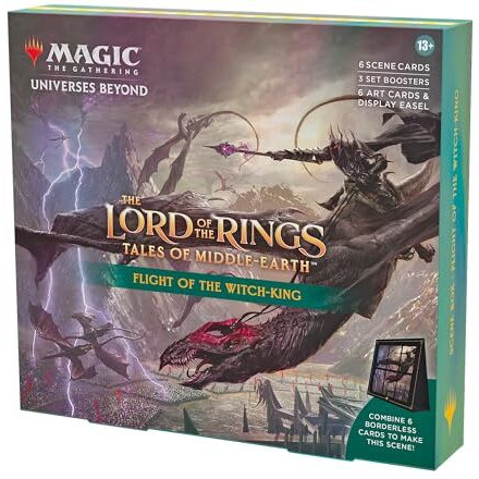 Magic The Gathering The Lord Of The Rings Tales Of Middle-Earth Scene Box - Flight Of The Witch-King (6 Scene Cards  6 Art Cards  3 Set Boosters + Display Easel)
