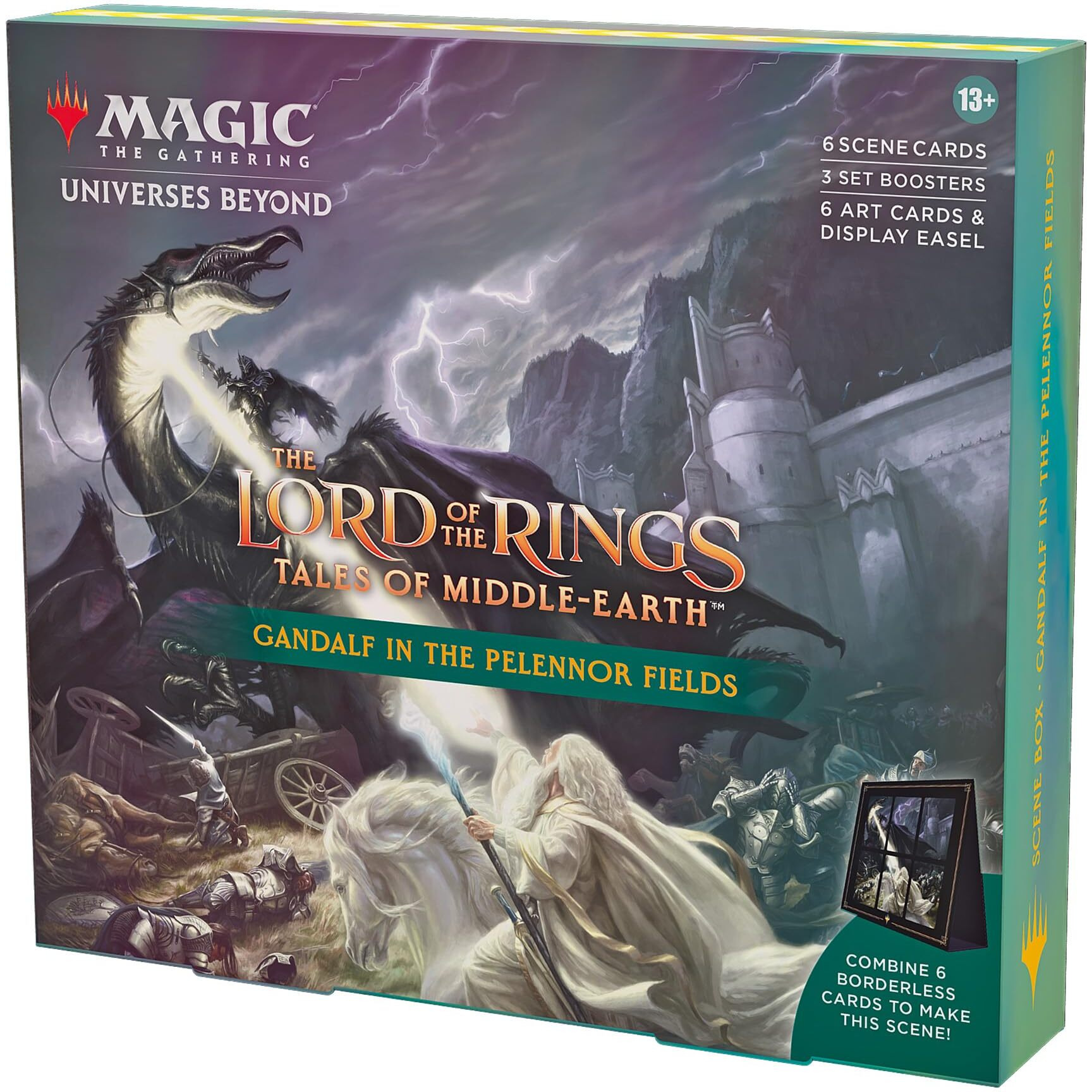 Magic The Gathering The Lord Of The Rings Tales Of Middle-Earth Scene Box - Gandalf In Pelennor Fields (6 Scene Cards  6 Art Cards  3 Set Boosters + Display Easel)