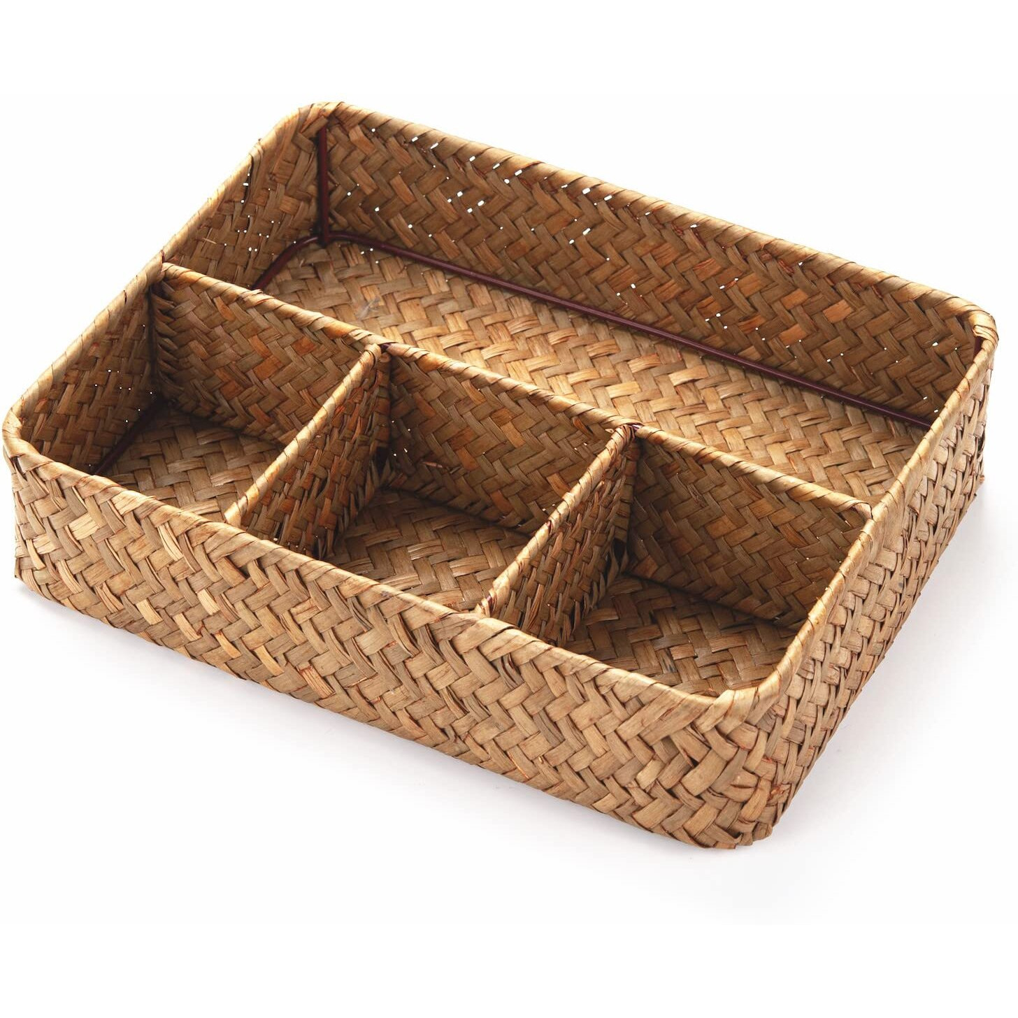 Yangqihome Tea Bag/Sugar Packet Holder  Coffee Station Condiment Organizer  Seagrass Storage Basket  Wicker Rattan Divided Basket Organizer For Drawer/Shelf/Countertop