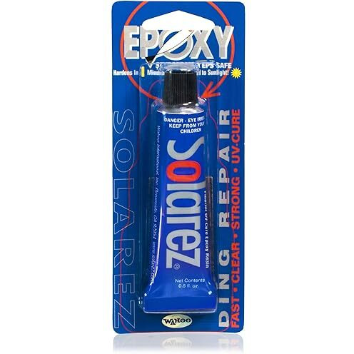 Solarez Uv Cure Epoxy Ding Repair Resin - Sup Paddle-Board & Surfboard Repair (0.5 Oz) Cures In 2-3 Mins Non Yellowing  Eco-Friendly - Zero Vapors  Comes With 60/240 Grit Sand Pad ~ Made In The Usa