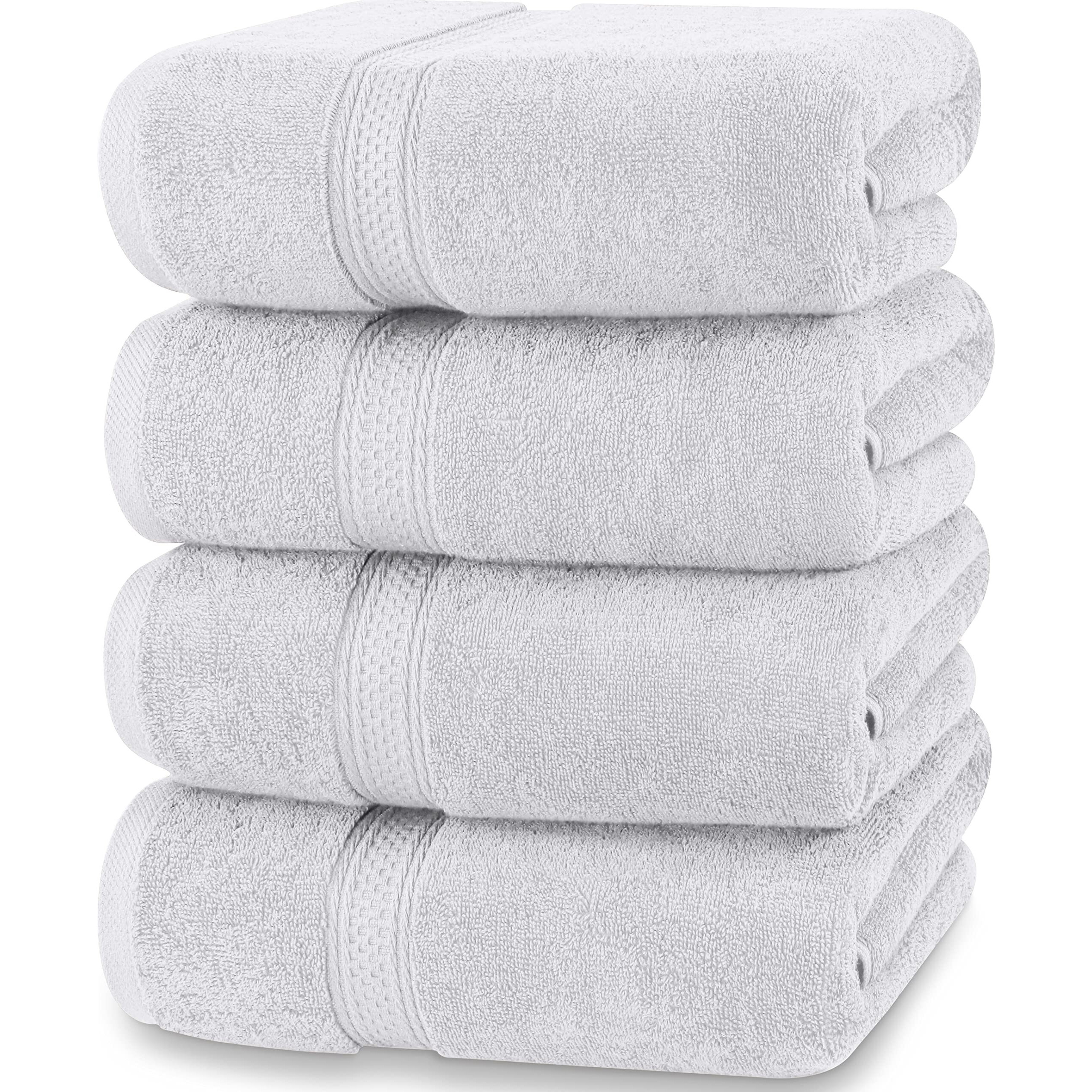 Utopia Towels 4 Pack Premium Bath Towels Set  (27 X 54 Inches) 100% Ring Spun Cotton 600Gsm  Lightweight And Highly Absorbent Quick Drying Towels  Perfect For Daily Use (Silver)