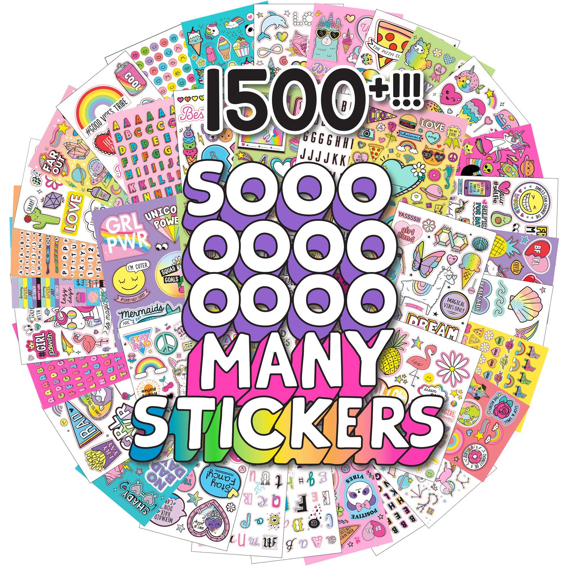 Just My Style 1500+ Stickers  Kawaii Y2K Sticker Book With Positivity Quotes  Sweet Treats  Unicorns  Fun Craft Stickers  For Girls Kids Teens Adults