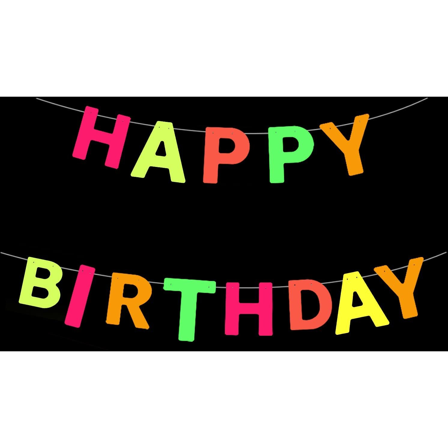 Uv Neon Happy Birthday Banner Glow In The Dark Glow Party Supplies Decorations Glow In The Dark Blacklight Reactive Fluorescent Neon Party Supplies Birthday Black Light Party (Happy Birthday Banner)
