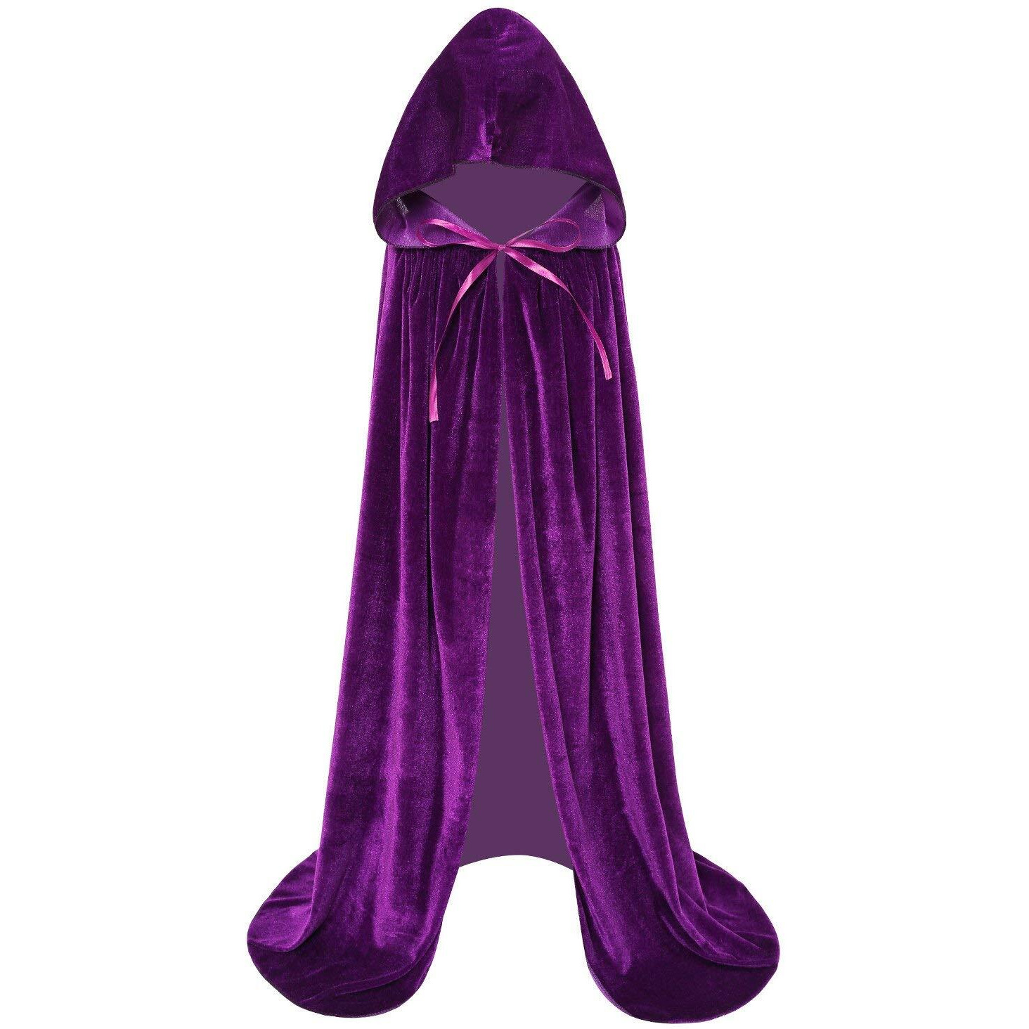 Kids Velvet Cloak Cape With Hooded For Halloween Christmas Cosplay Costumes (M  Purple)
