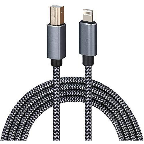 Lightning To Midi Cable Usb Otg Type B Cable For Select Iphone  Ipad Models For Midi Controller  Electronic Music Instrument  Midi Keyboard  Recording Audio Interface  Usb Microphone (6Ft)