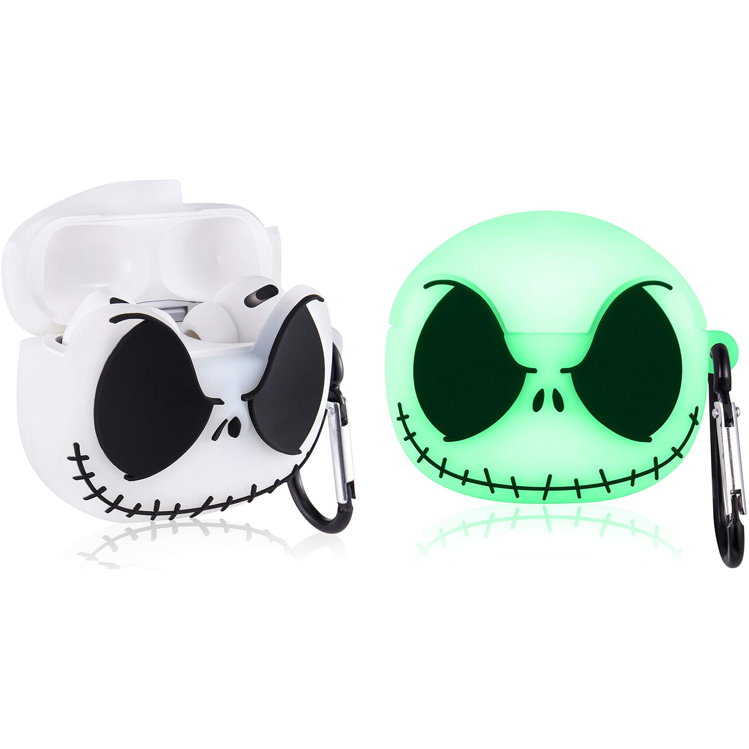 Jowhep Case For Airpod Pro 2019/Pro 2 Gen 2022 Cartoon Cute Silicone Cover With Keychain Fashion Funny Soft Skin For Air Pods Pro Girls Boys Kids Shell Cases For Airpods Pro Luminous Skull