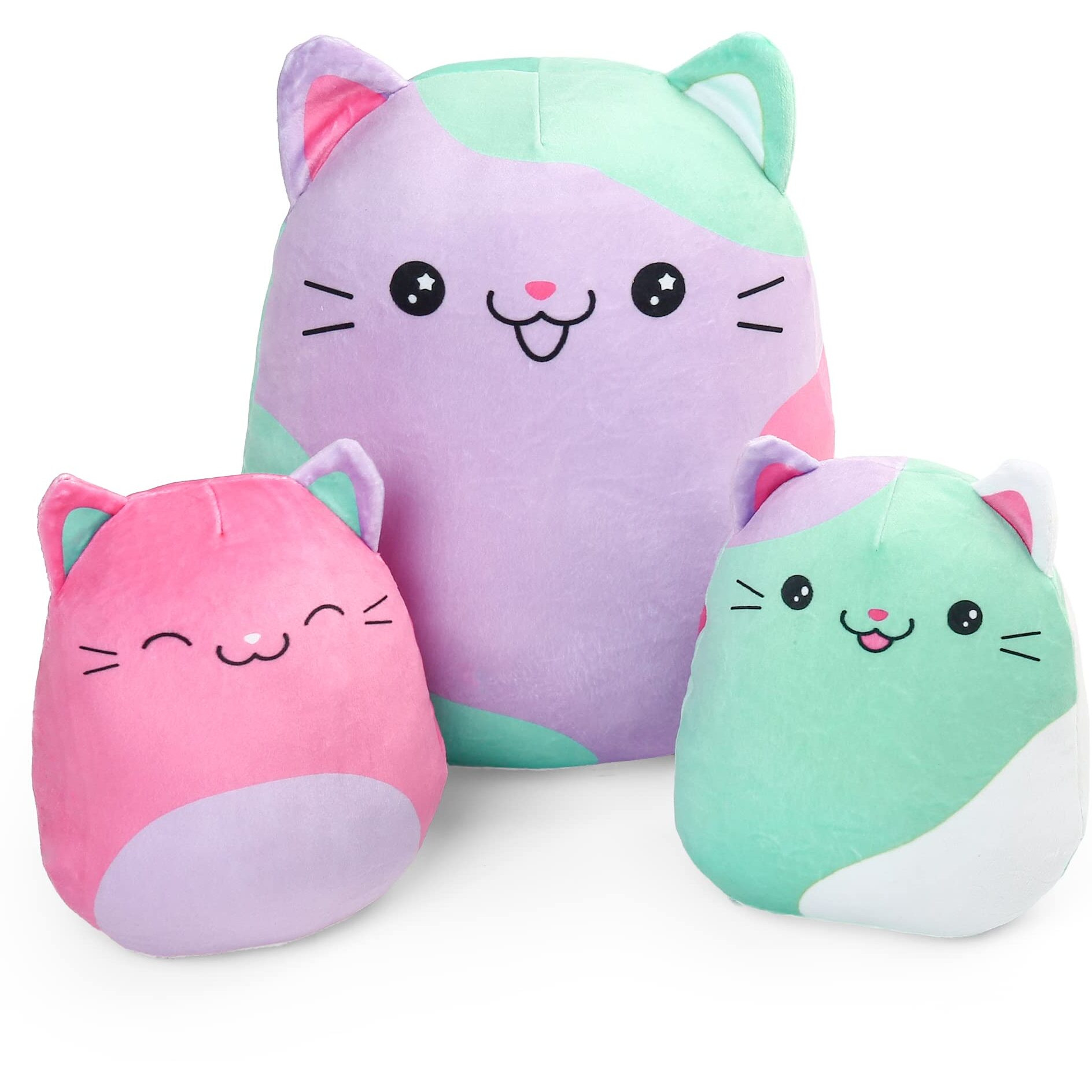 Benben Cat Pillow Plush  12 And 7'' Plushies  Set Of 3  Squishy Kitty Stuffed Animal Toy Hugging Pillow  Soft Cushion Chirstmas Gift For Kids